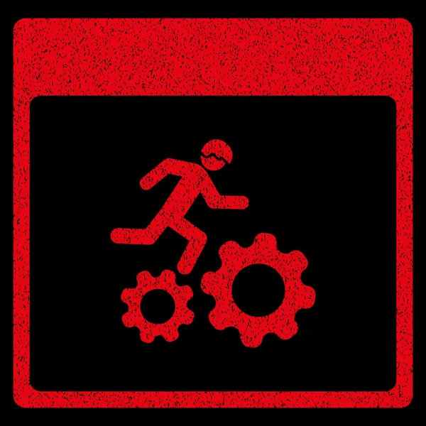 Page du calendrier des travailleurs en cours d'exécution Icône de texture granuleuse — Image vectorielle