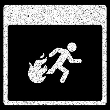 Yangın tahliye adam takvim sayfası grenli doku simgesi