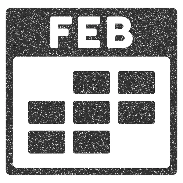 Februar kalenderraster körnige textur symbol — Stockvektor