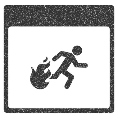 Yangın tahliye adam takvim sayfası grenli doku simgesi