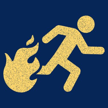 Adam grenli doku simgesi çalışan ateş