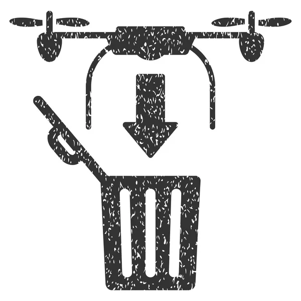 Drone Drop Trash Grainy Texture Icon — Stock Vector
