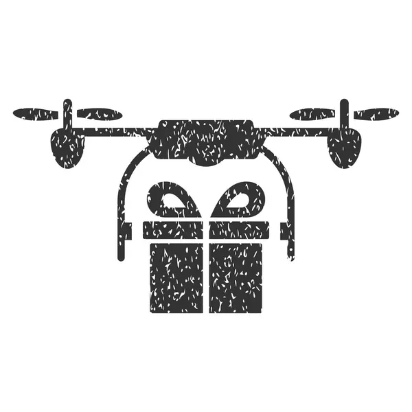 Drone prezent dostawy ziarniste tekstury ikony — Wektor stockowy