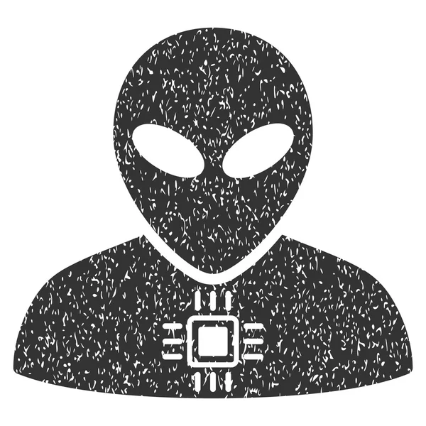 Alien Cyborg Grainy Texture Icono — Vector de stock