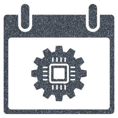 Çip dişli takvim gün grenli doku simgesi