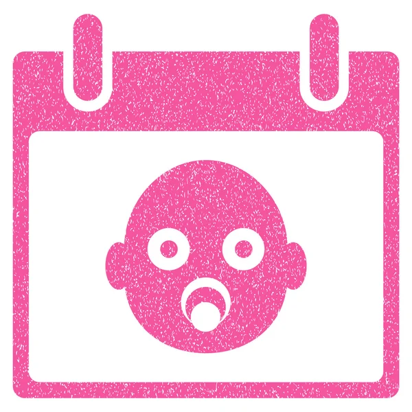 Dia de calendário de cabeça de bebê ícone de textura de grão — Vetor de Stock
