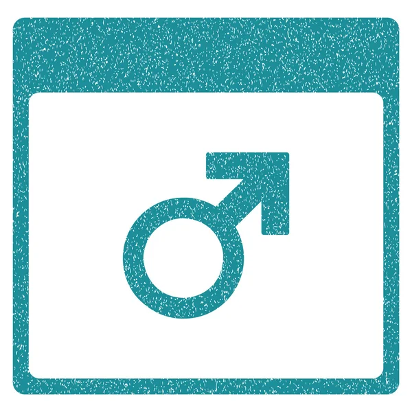 Mars férfi szimbólum naptár oldal szemcsés textúra ikon — Stock Vector