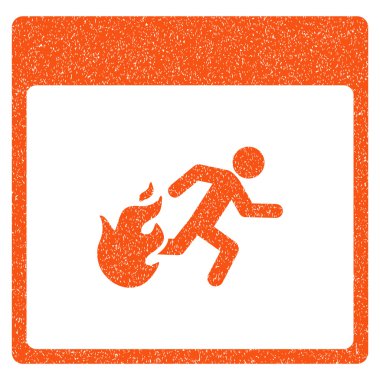 Yangın tahliye adam takvim sayfası grenli doku simgesi