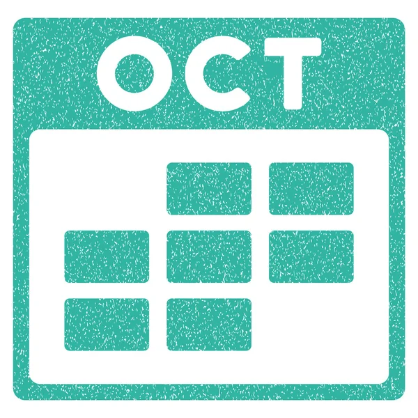 October Calendar Grid Grainy Texture Icon — Stock Vector