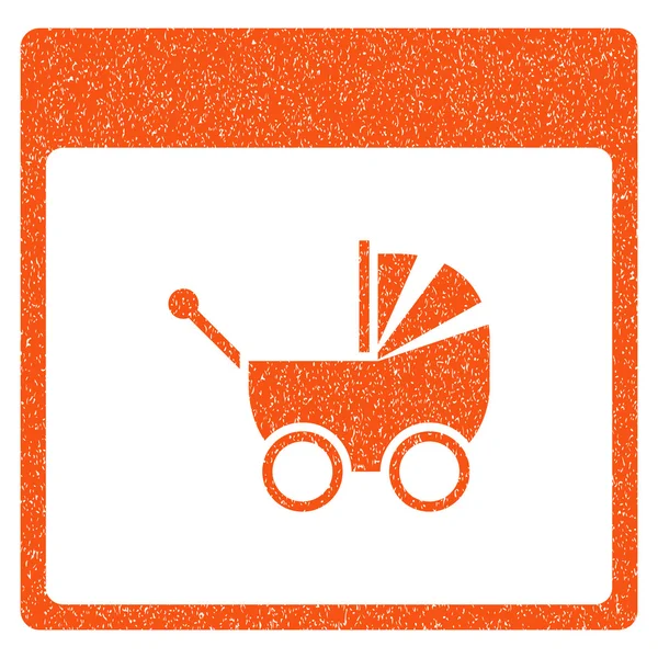 Baby Carriage Calendar Page Grainy Texture Icon — Stock Vector