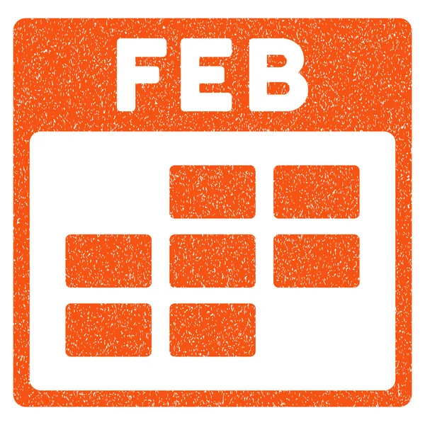 February Calendar Grid Grainy Texture Icon — Stock Vector