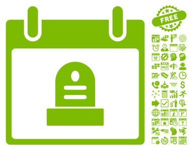 Bonus ile rip anıt takvim gün düz vektör simgesi