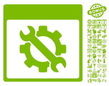 Ayarları araçları ile Bonus sayfa düz vektör simge takvim