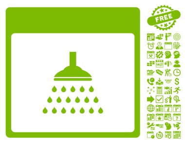 Bonus ile duş takvim sayfa düz vektör simgesi