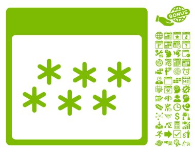 Kar taneleri ile Bonus sayfa düz vektör simge takvim