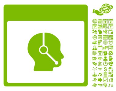 Telefonla satış operatör takvim sayfa düz vektör simge Bonus ile