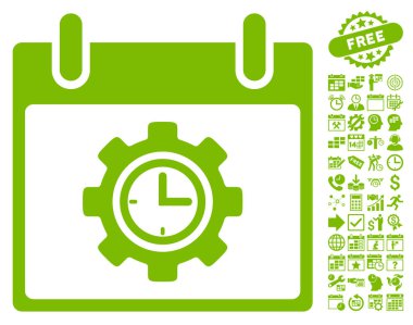 Bonus ile zaman dişli takvim gün düz vektör simgesi