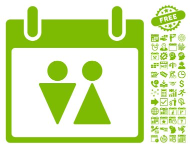 Tuvalet takvim gün düz vektör simgesi Bonus ile