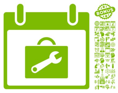 Araç kutusu takvim gün düz vektör simgesi Bonus ile