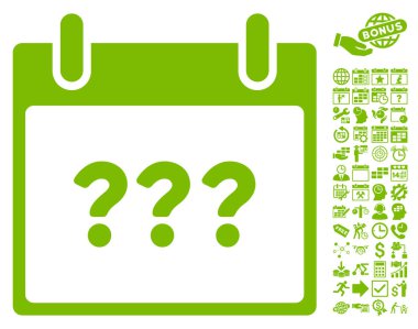 Bonus ile bilinmeyen gün takvim sayfa düz vektör simgesi