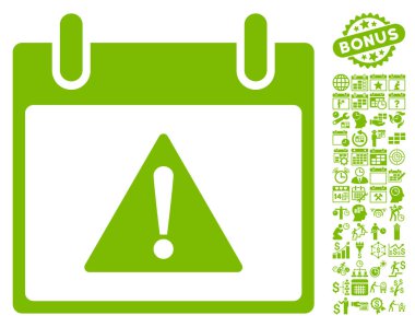 Uyarı takvim gün düz vektör simgesi Bonus ile