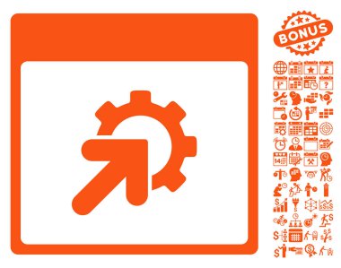 Bonus ile tümleştirme takvim sayfa düz vektör simgesi dişli