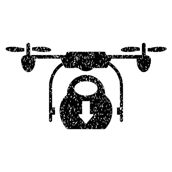 Pictogram van de korrelige textuur van de lading van drone Drop — Stockvector