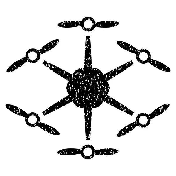 Hexacopter körniges Textur-Symbol — Stockvektor