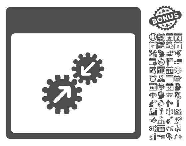 Gears Integration Calendar Page Flat Vector Icon With Bonus — Stock Vector