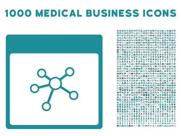 Иконка на странице календаря с 1000 символами медицинского бизнеса — стоковый вектор