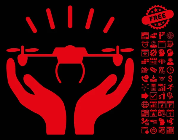 Икона "Пуск беспилотника" с бонусом — стоковый вектор