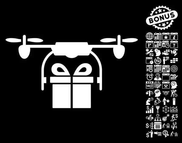 Drone Gift Delivery Icon With Bonus