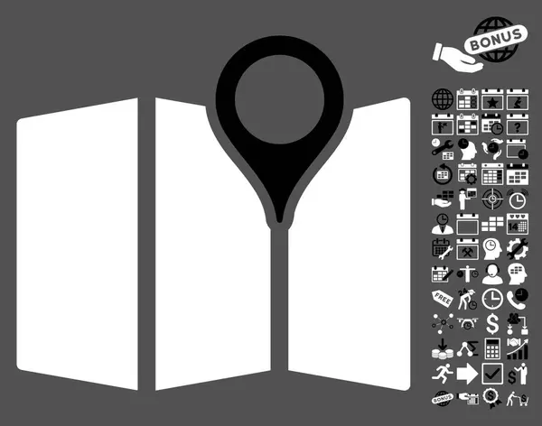 Mapa icono con bono — Archivo Imágenes Vectoriales