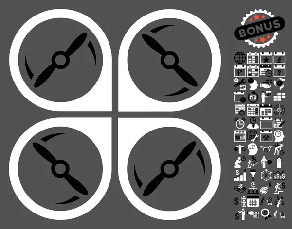 Quadrocopter schraubt Rotationssymbol mit Bonus — Stockvektor