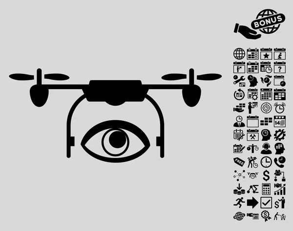 Ícone de drone espião de olho com bônus — Vetor de Stock
