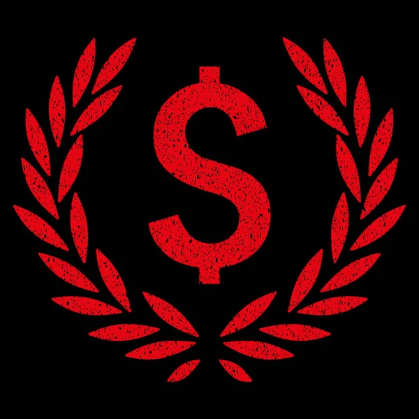 Lorbeer Dollar Emblem körnige Textur Symbol — Stockvektor