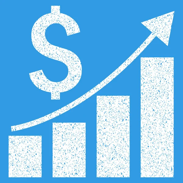 Financiële groeiende staafdiagram Trend korrelige textuur pictogram — Stockvector
