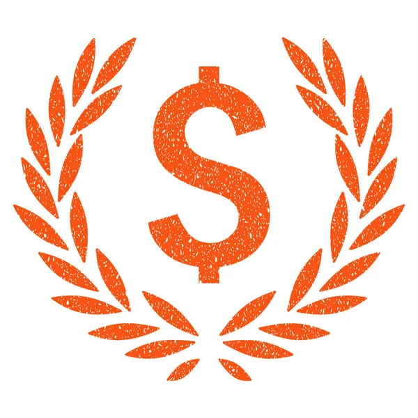 Laurel Dollar Emblem Grainy Texture Icon — Stock Vector