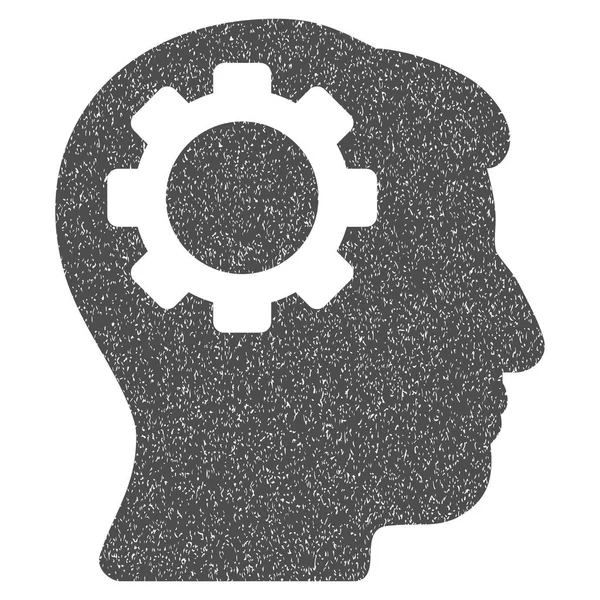 Brain Gear Grainy Texture Icon — Stock Vector