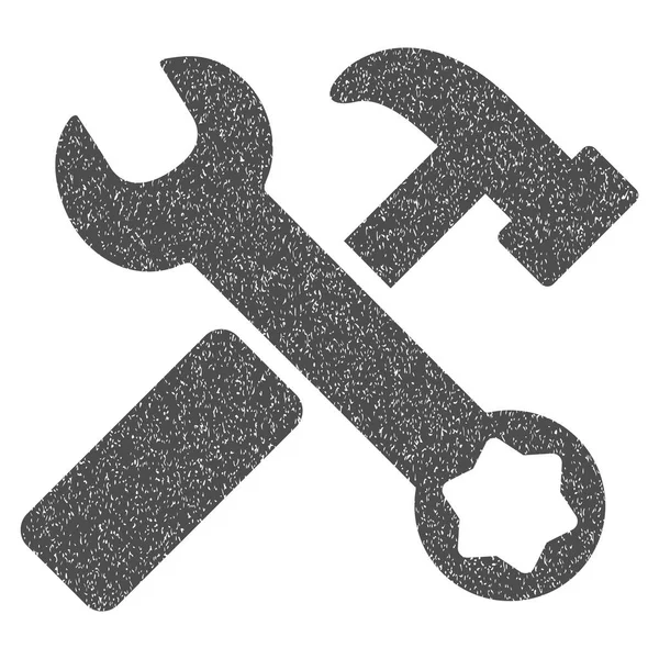 Martelo e chave ícone de textura de grão — Vetor de Stock