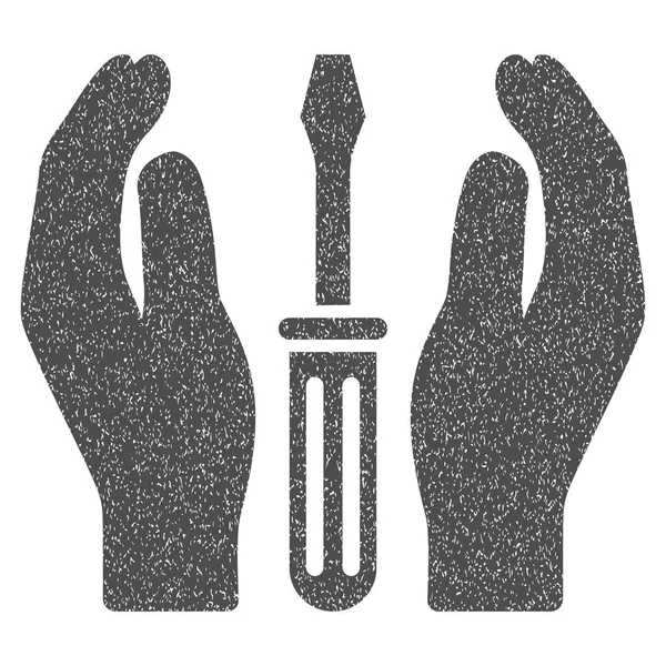 Tuning-Schraubenzieher Pflege Hände körnige Textur Symbol — Stockvektor