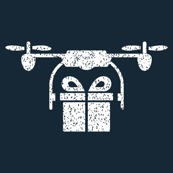 Drone Gift Delivery Grainy Texture Icon — Stock Vector