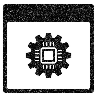 Çip dişli takvim sayfası grenli doku simgesi