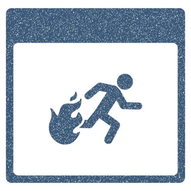 Yangın tahliye adam takvim sayfası grenli doku simgesi