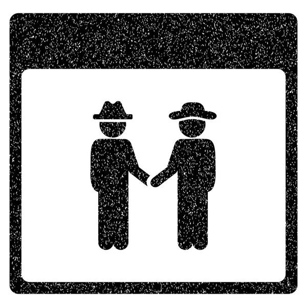 Homens Handshake Calendário Página Grainy Textura Ícone — Vetor de Stock