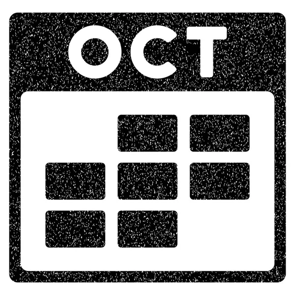 Ottobre Calendario griglia granulosa Texture Icona — Vettoriale Stock