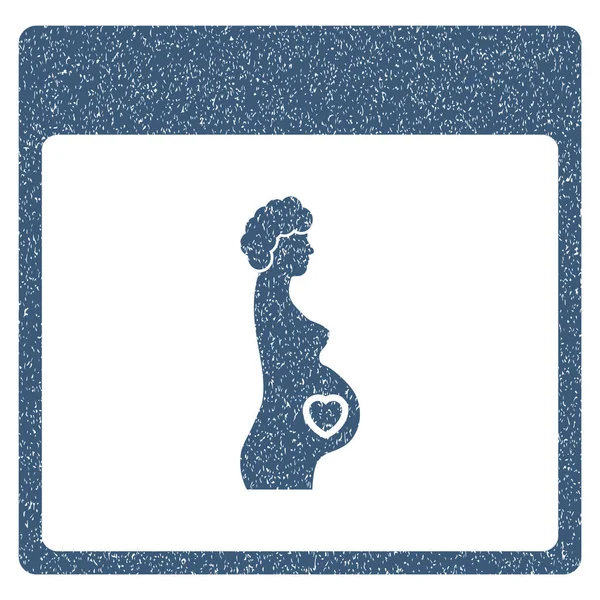 Pregnant Woman Calendar Page Grainy Texture Icon — Stock Vector