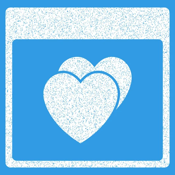 Hearts Calendar Page Grainy Texture Icon — Stock Vector