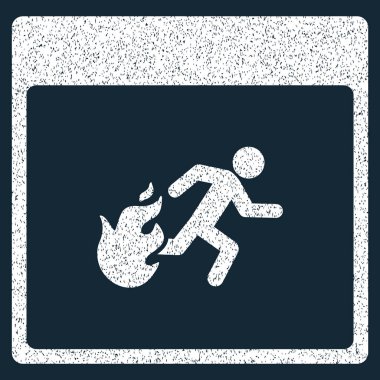 Yangın tahliye adam takvim sayfası grenli doku simgesi