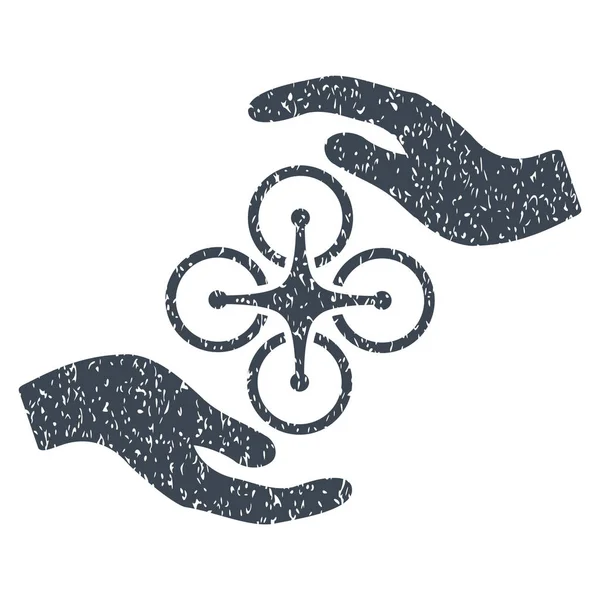 Icono de textura de grano de manos de cuidado de helicóptero de aire — Vector de stock